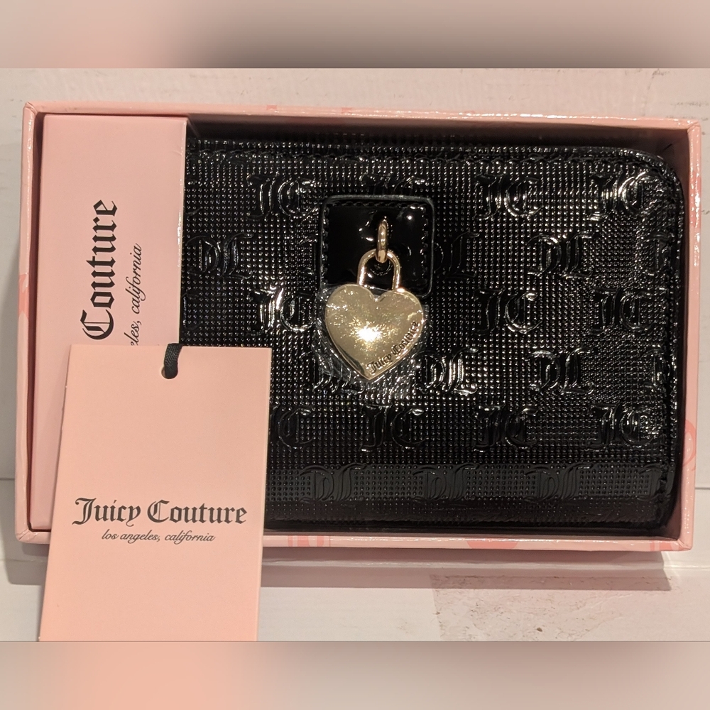 JUICY COUTURE BLACK WALLET MULTICOMPARTIMENT NEW
